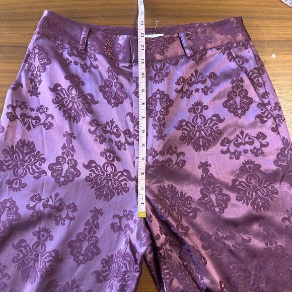 Cinq A Sept Jacquard Collins Pant, Satin Brocade, Fig Burgandy, Holiday, size 10 - Picture 5 of 8